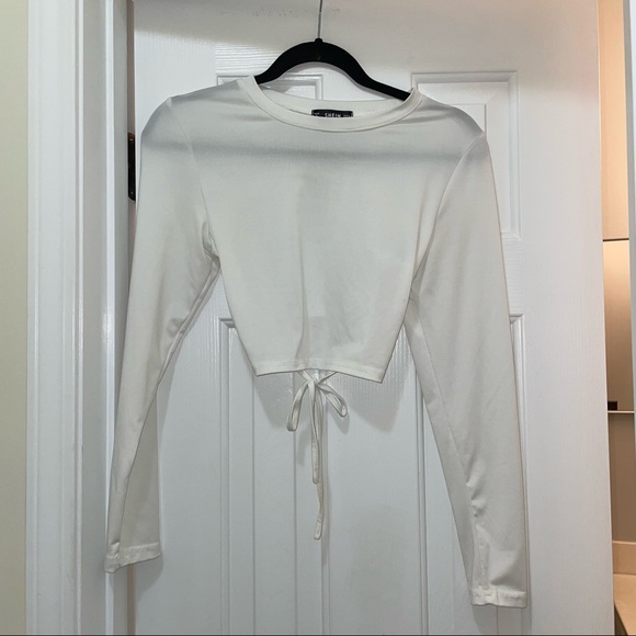 White Mesh Crop Top - Picture 1 of 4